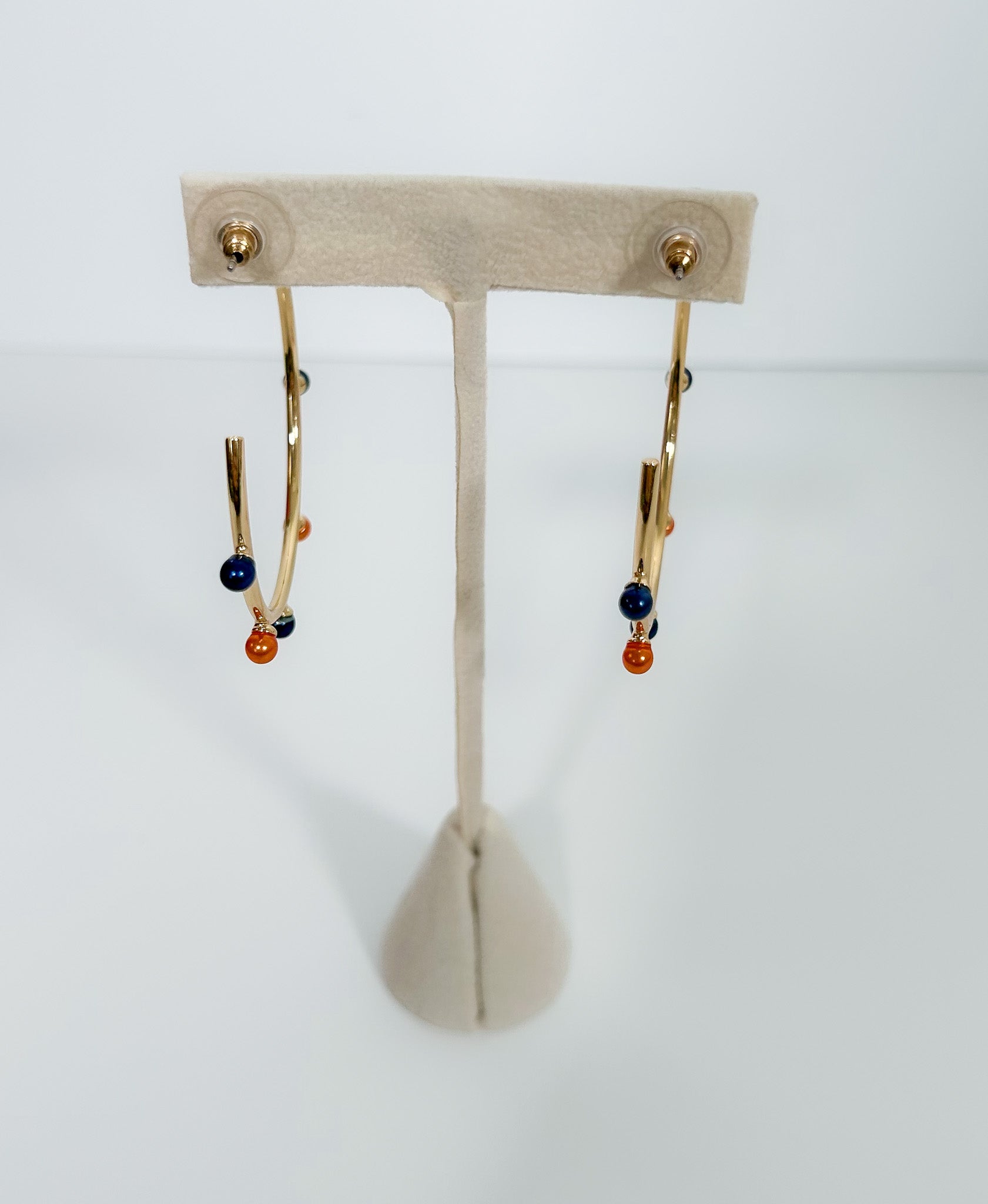 Harlow Navy + Orange Dotted Hoop Earrings Mary Square
