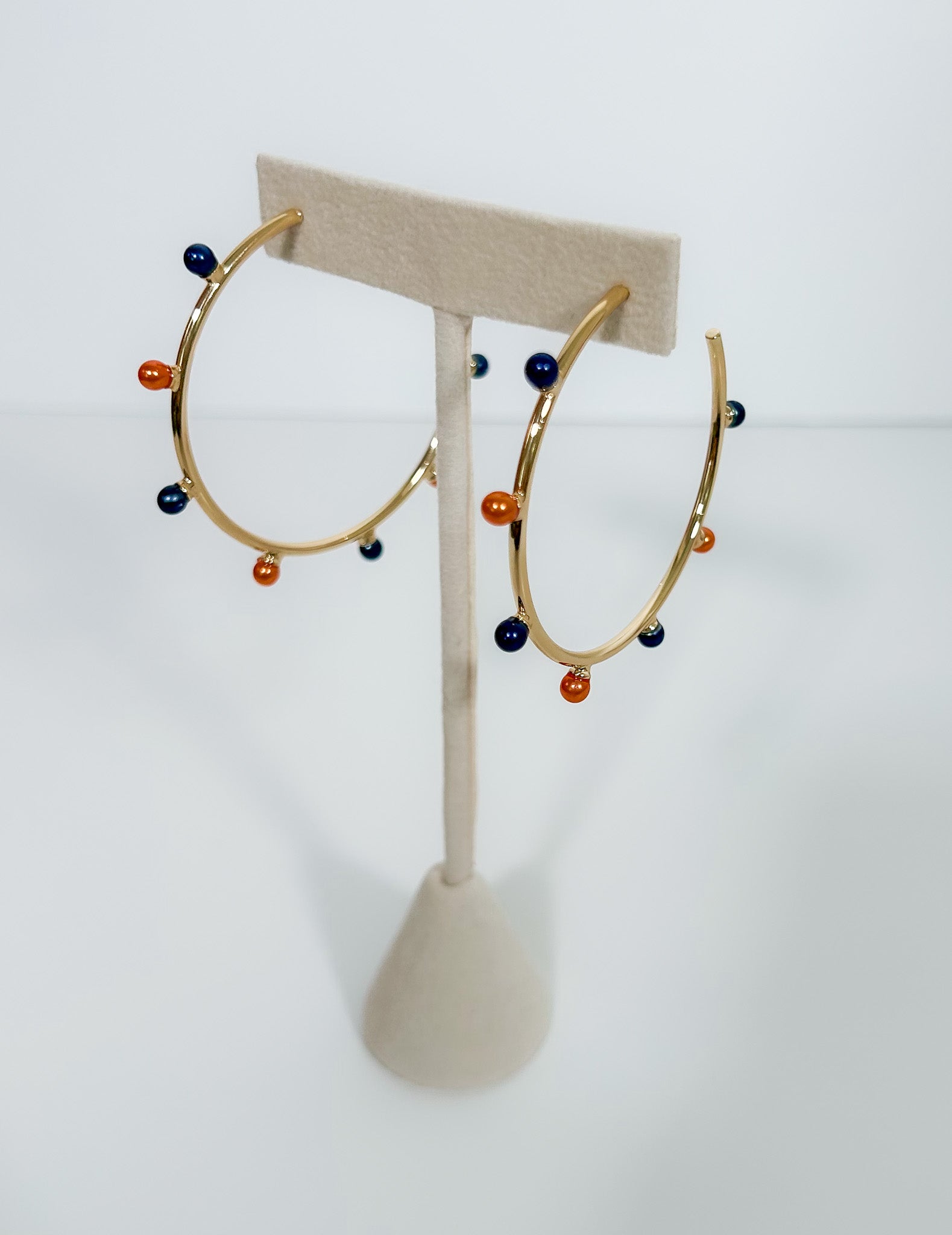 Harlow Navy + Orange Dotted Hoop Earrings Mary Square