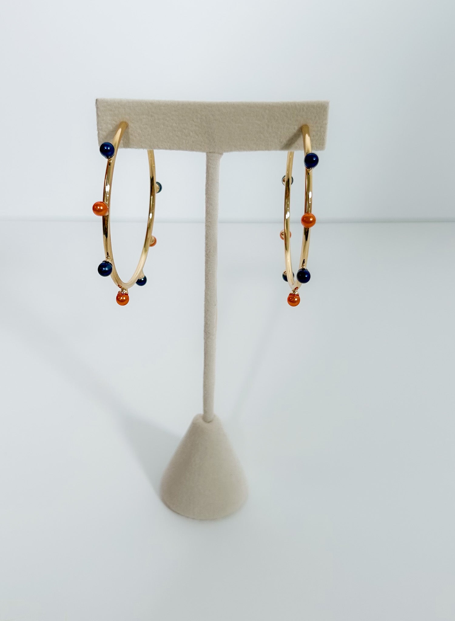 Harlow Navy + Orange Dotted Hoop Earrings Mary Square