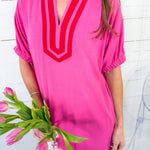 Harper Bubble Gum Shift Maxi Dress Entro