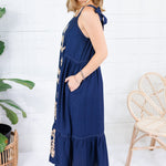 Harvey Navy Medallions Maxi Dress Entro