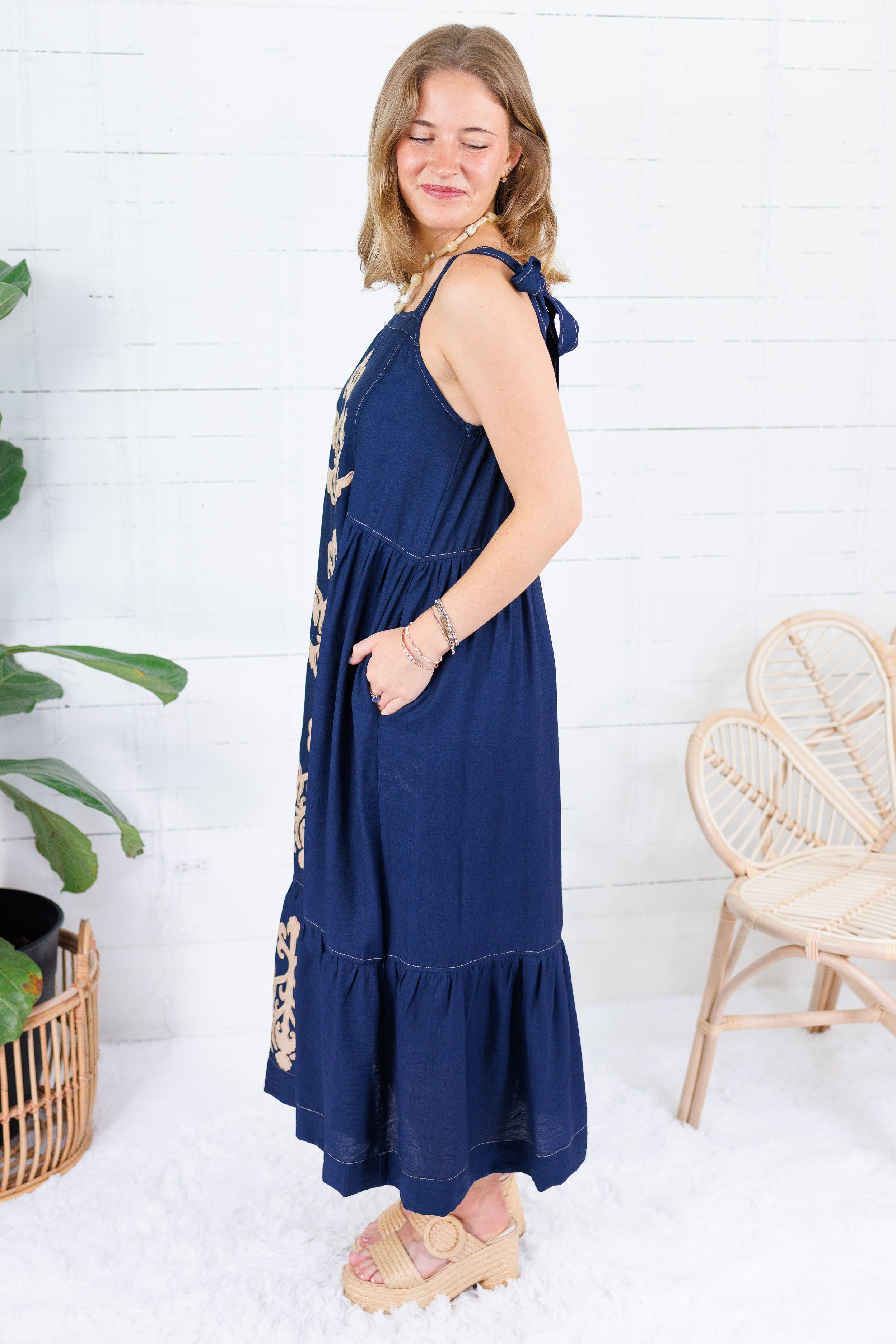 Harvey Navy Medallions Maxi Dress Entro