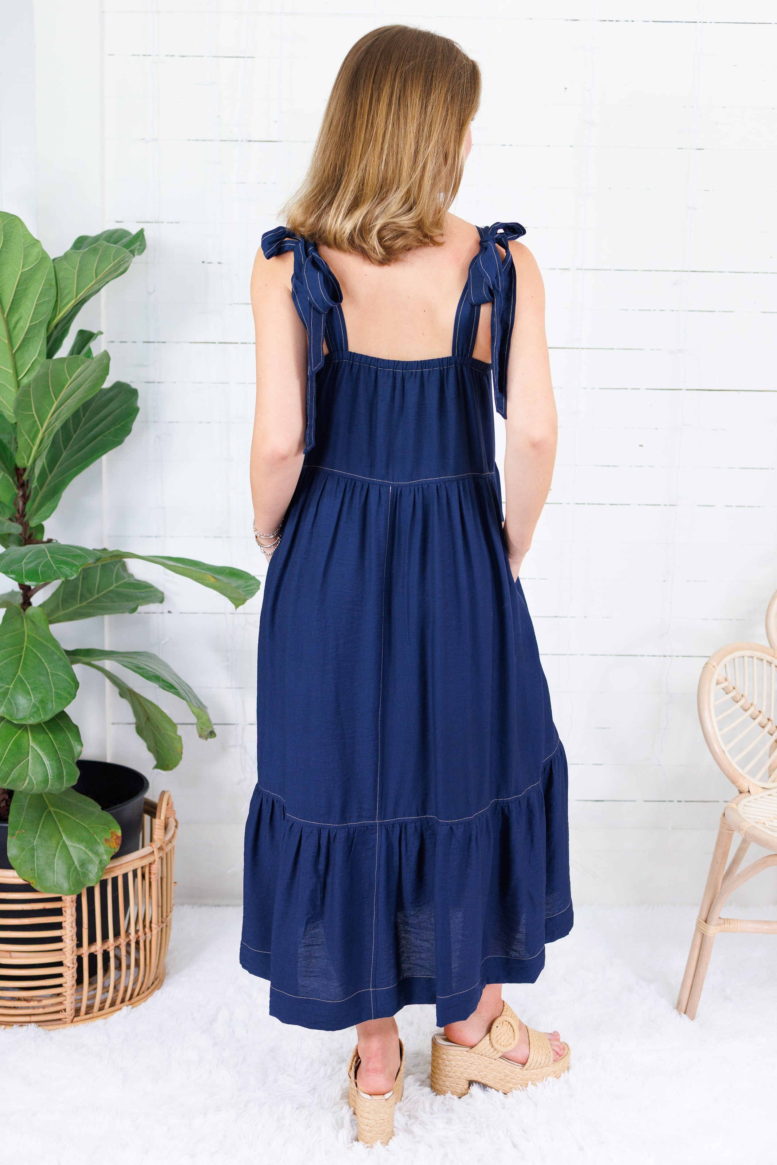 Harvey Navy Medallions Maxi Dress Entro