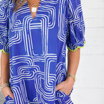 Haskins Royal + Lime Trim Mini Dress Entro