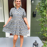 Haughton Blue + Black + Silver Mini Dress THML