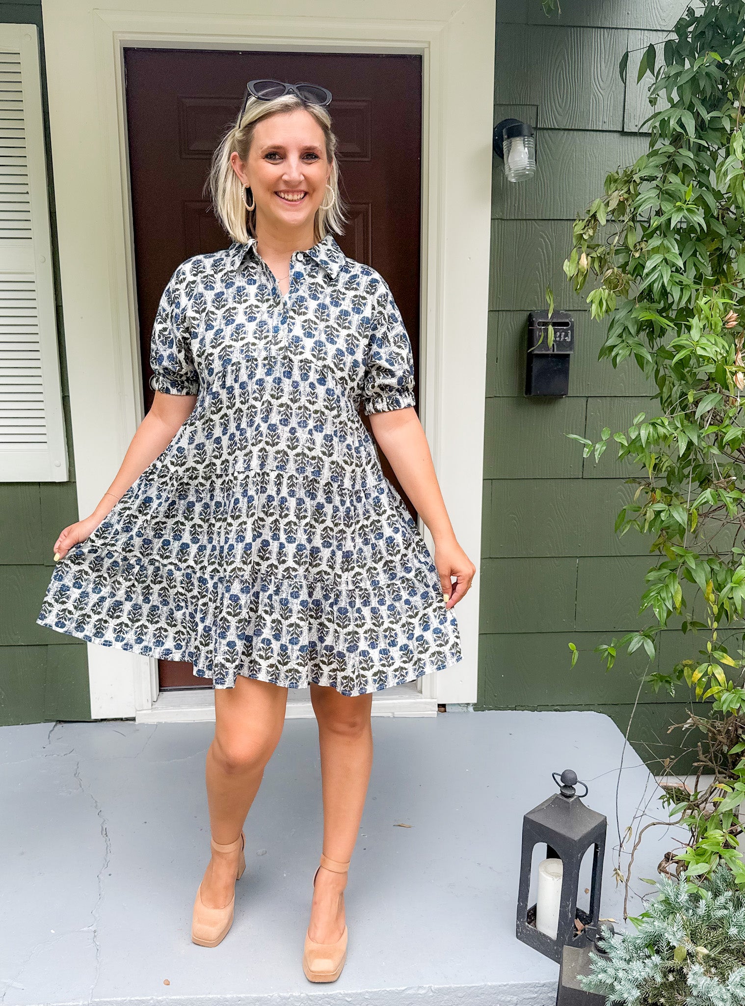 Haughton Blue + Black + Silver Mini Dress THML
