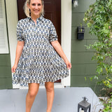 Haughton Blue + Black + Silver Mini Dress THML