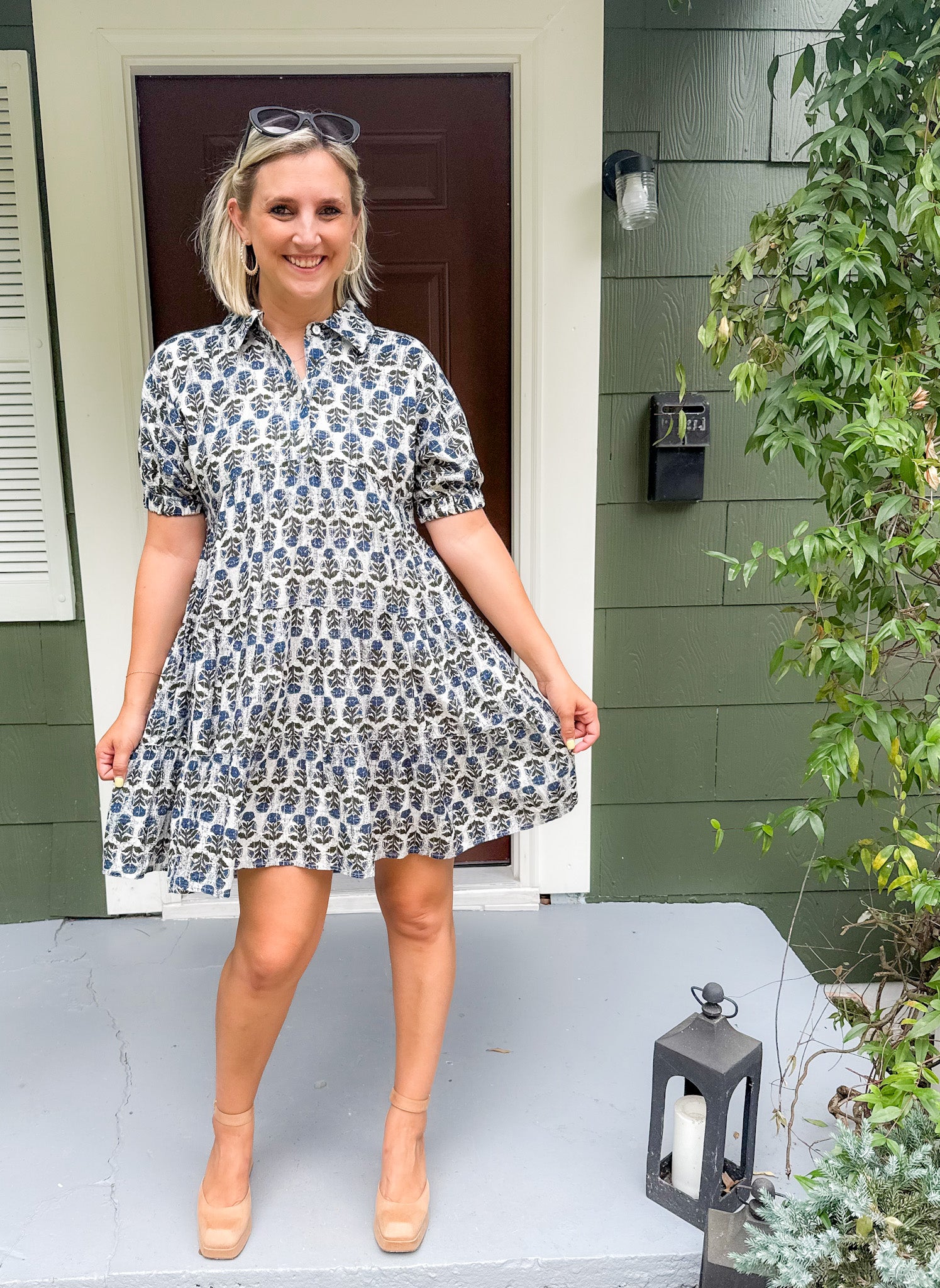 Haughton Blue + Black + Silver Mini Dress THML