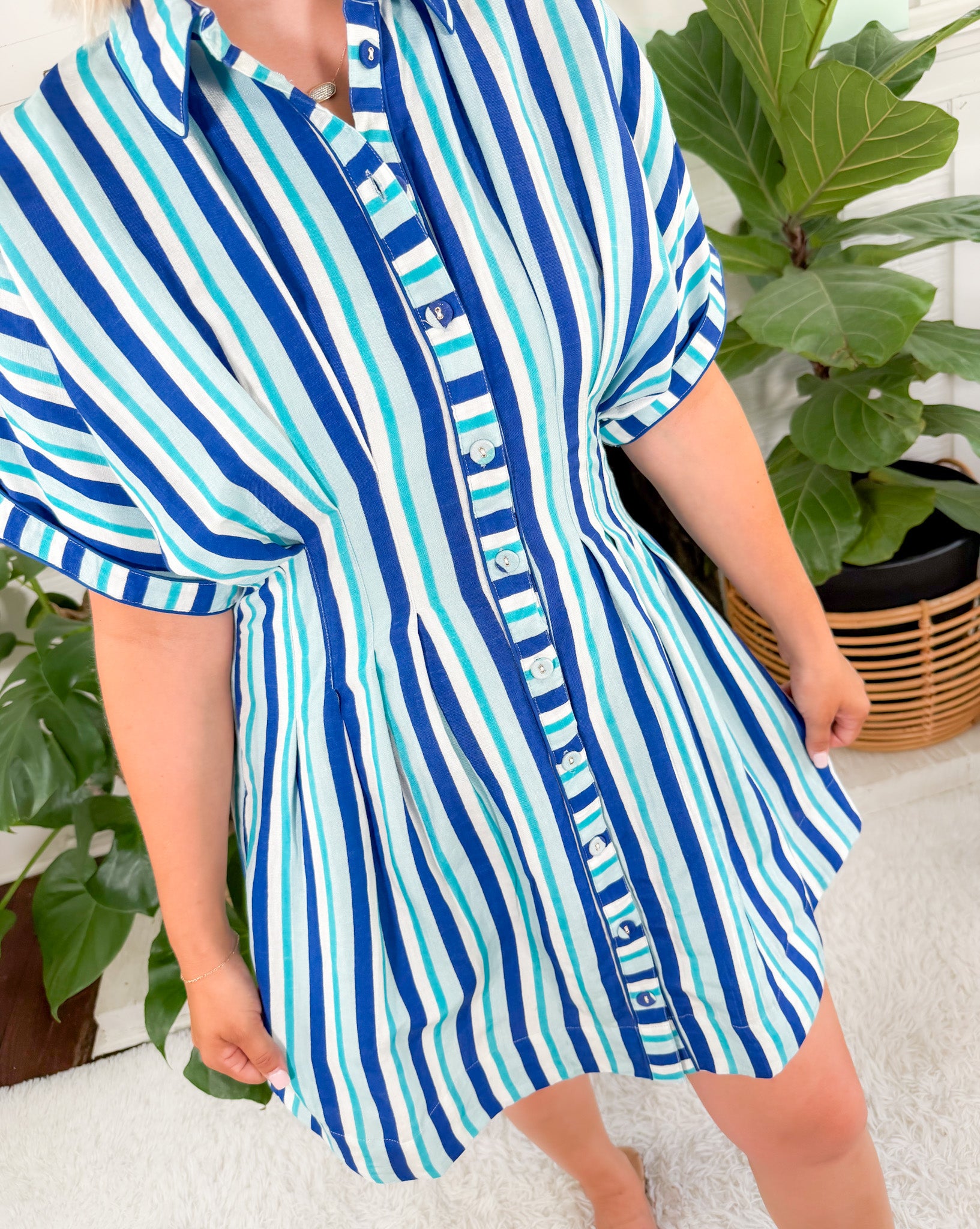 Haynes French Blue Stripe Mini Dress Elizabeth James