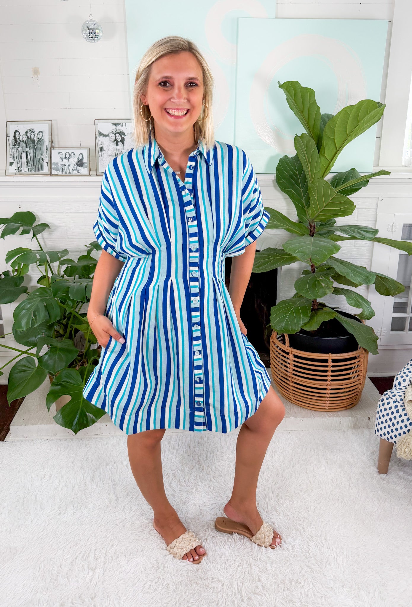 Haynes French Blue Stripe Mini Dress Elizabeth James