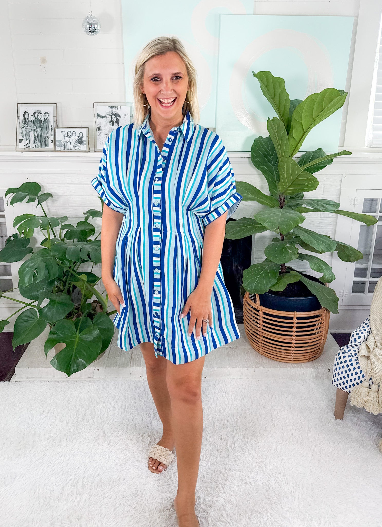 Haynes French Blue Stripe Mini Dress Elizabeth James