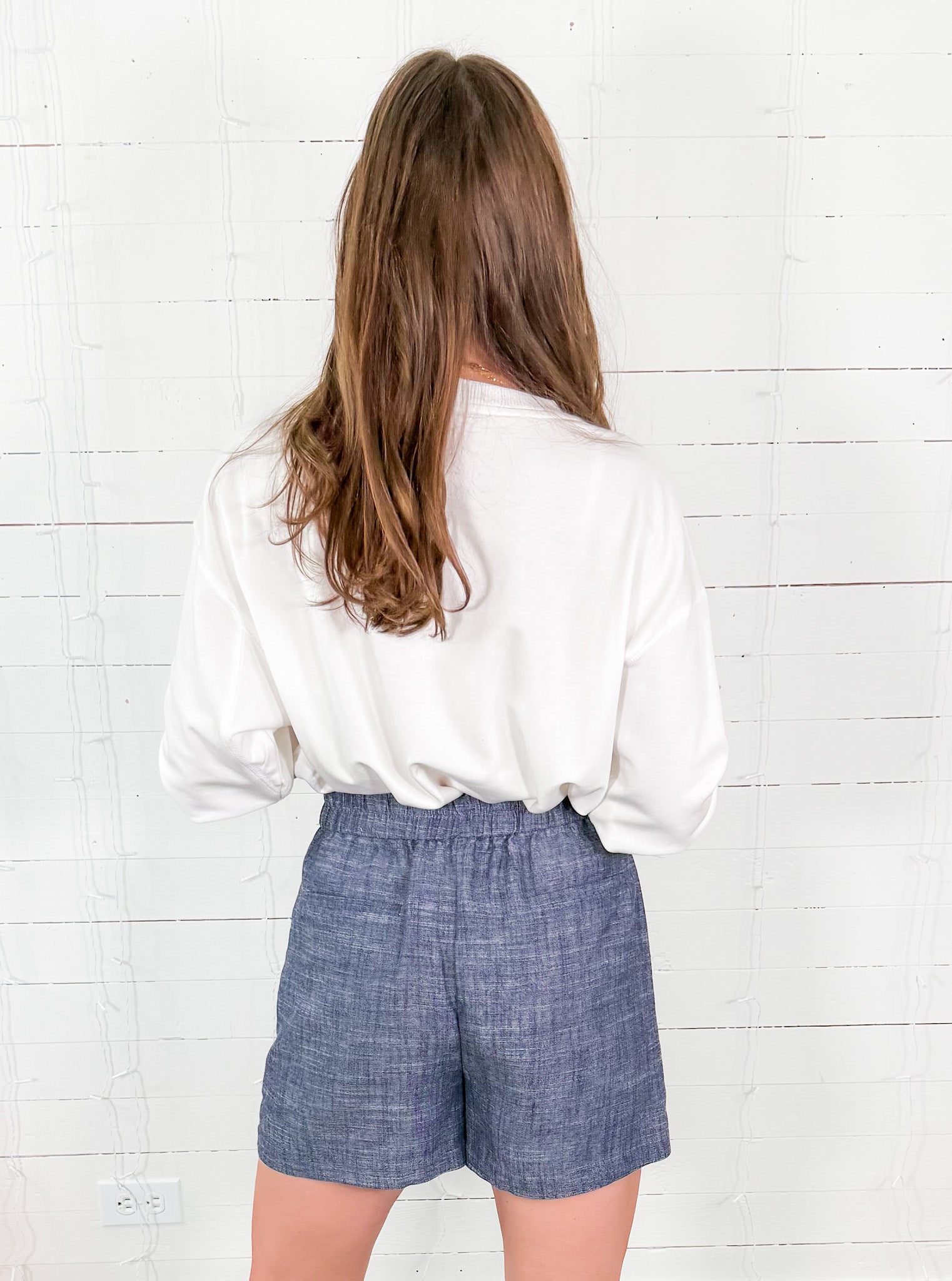 Hazel Washed Blue Back Elastic Shorts