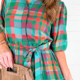 Hazel Forest Plaid Mini Dress Briton Court