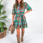 Hazel Forest Plaid Mini Dress Briton Court