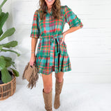 Hazel Forest Plaid Mini Dress Briton Court