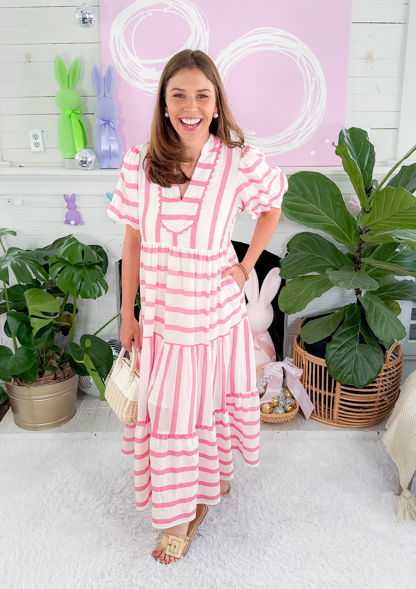 Hazleton Pink Stripes Maxi Dress Entro