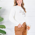 Headed South Geese White Sweater Le Lis