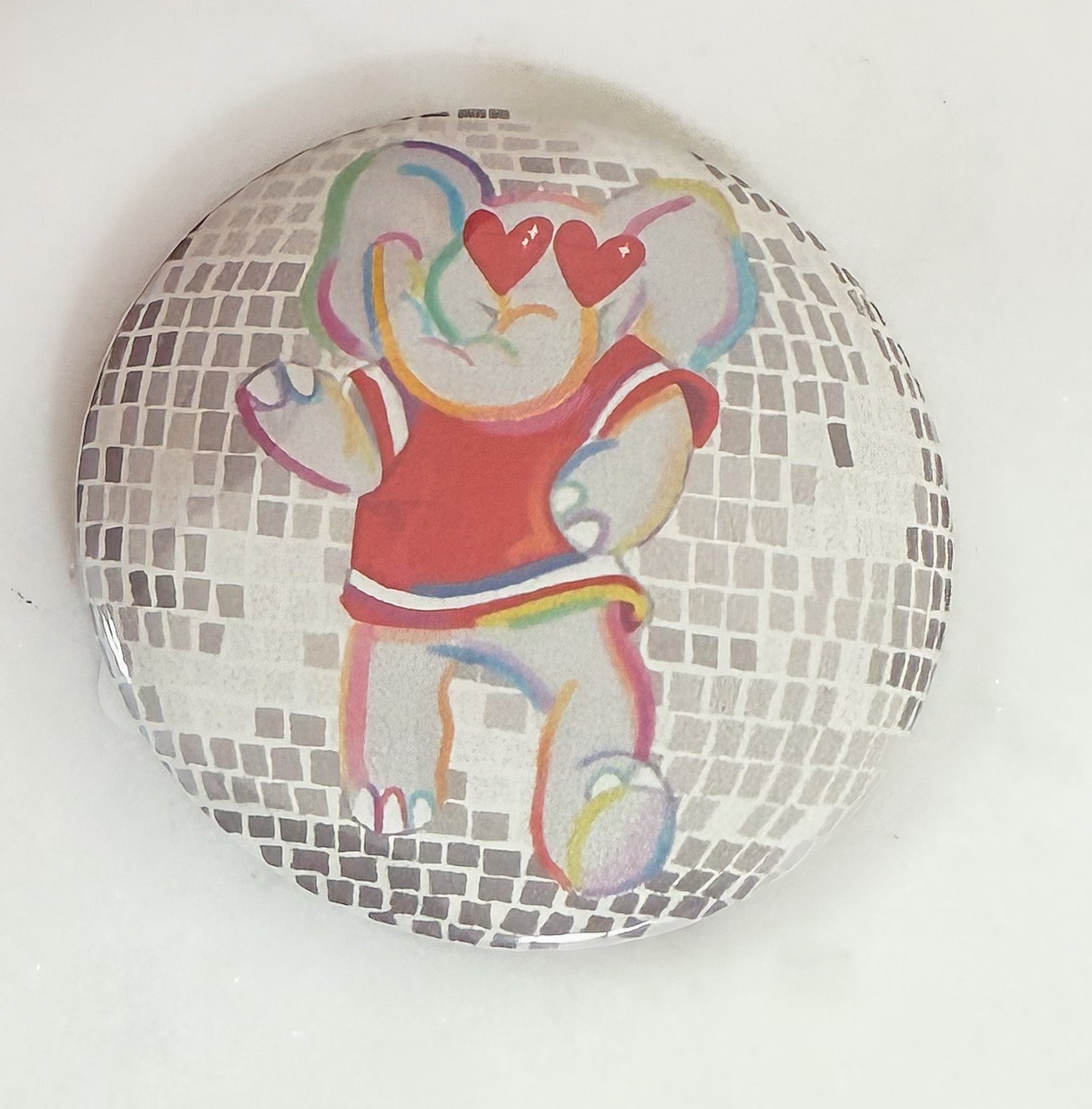 Heart-Eyed Disco Elephant Gameday Button