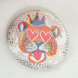 Heart-Eyed Disco Tiger Gameday Button (orange)