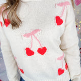 Heart Cherry Ivory Sweater