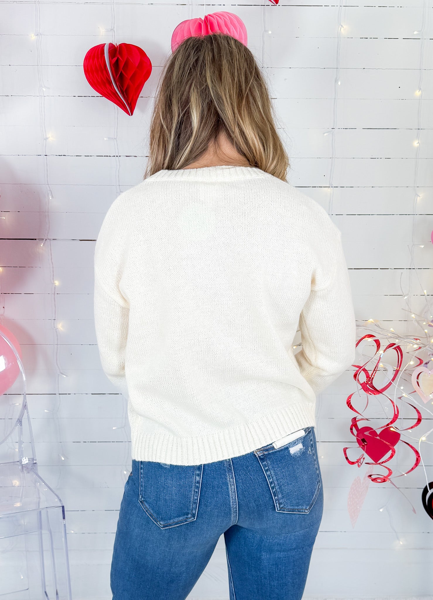 Heart Cherry Ivory Sweater