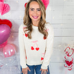 Heart Cherry Ivory Sweater