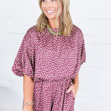Heather Burgundy Dotty Cropped Bubble Top Glam
