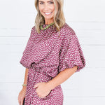 Heather Burgundy Dotty Cropped Bubble Top Glam