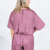 Heather Burgundy Dotty Cropped Bubble Top Glam