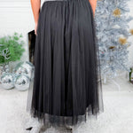 Heinz Black Tulle Midi Skirt Elan