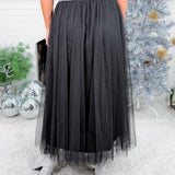 Heinz Black Tulle Midi Skirt Elan