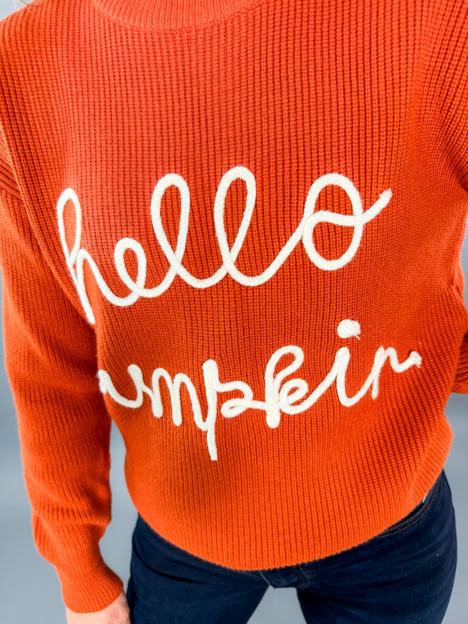 Hello Pumpkin Rust Sweater