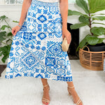 Hemmingway Aegean Blue Tile Midi Skirt Prosperina 