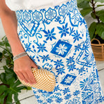 Hemmingway Aegean Blue Tile Midi Skirt Prosperina 
