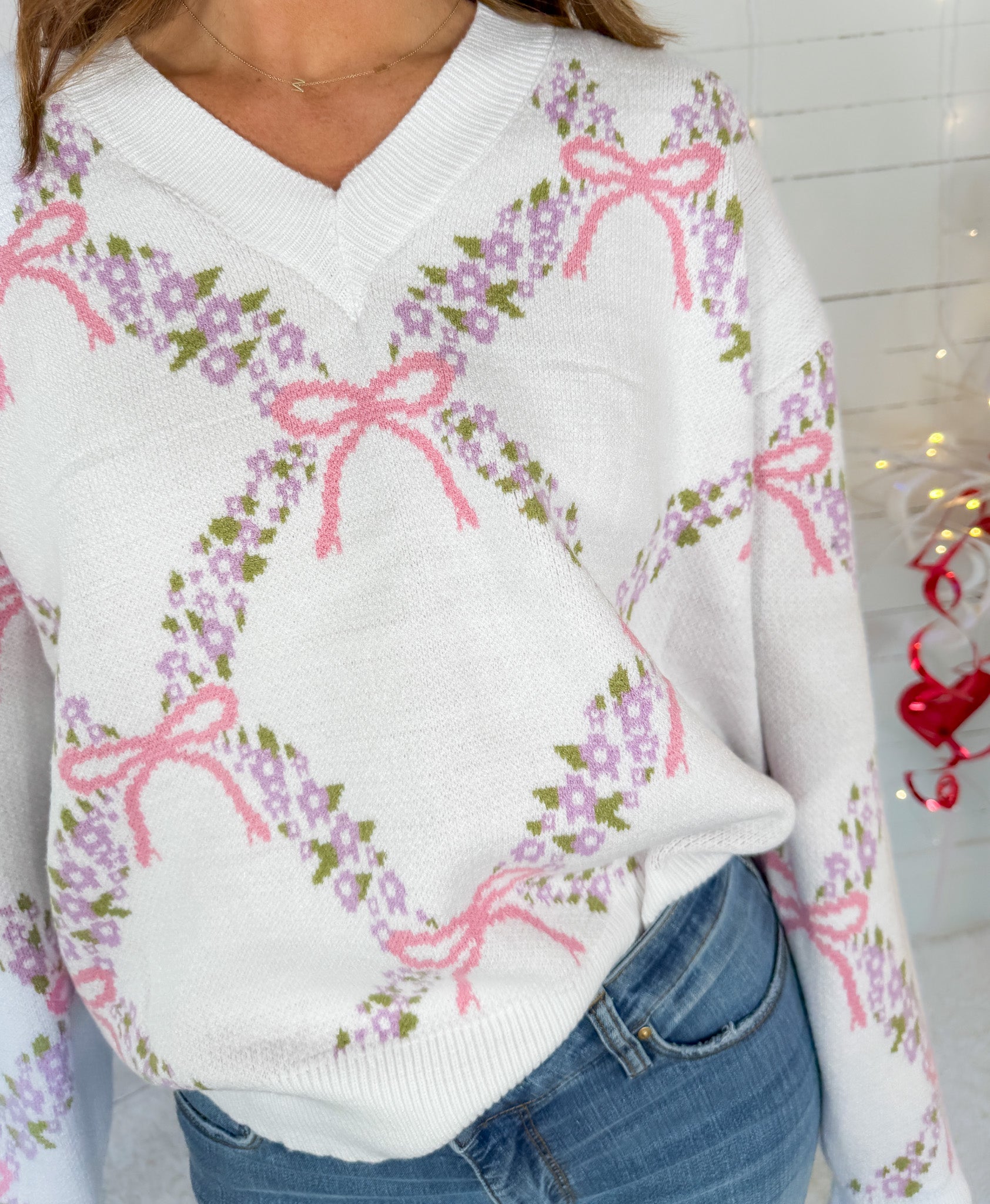 Henderson Pink Jacquard Floral Sweater