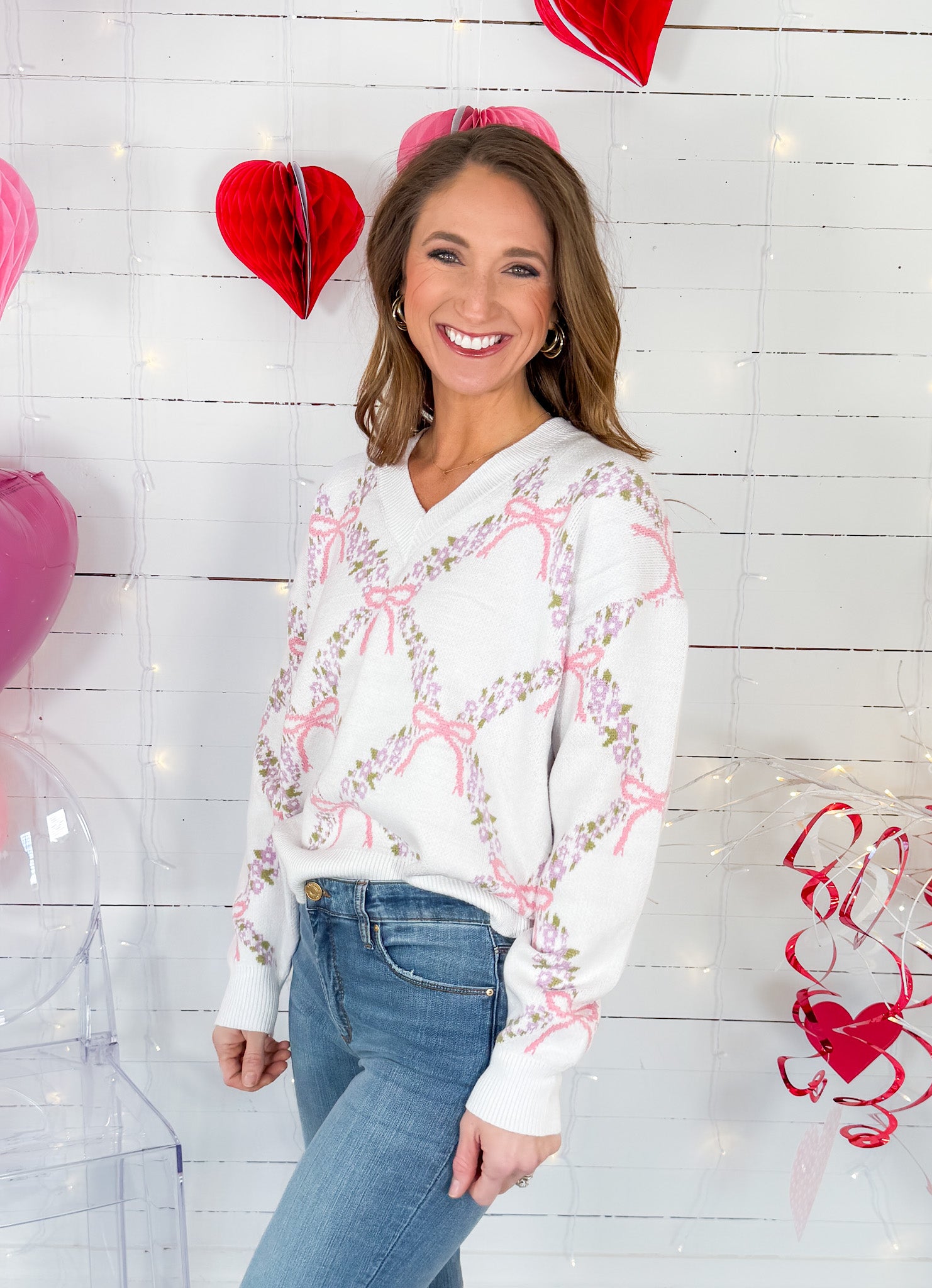 Henderson Pink Jacquard Floral Sweater