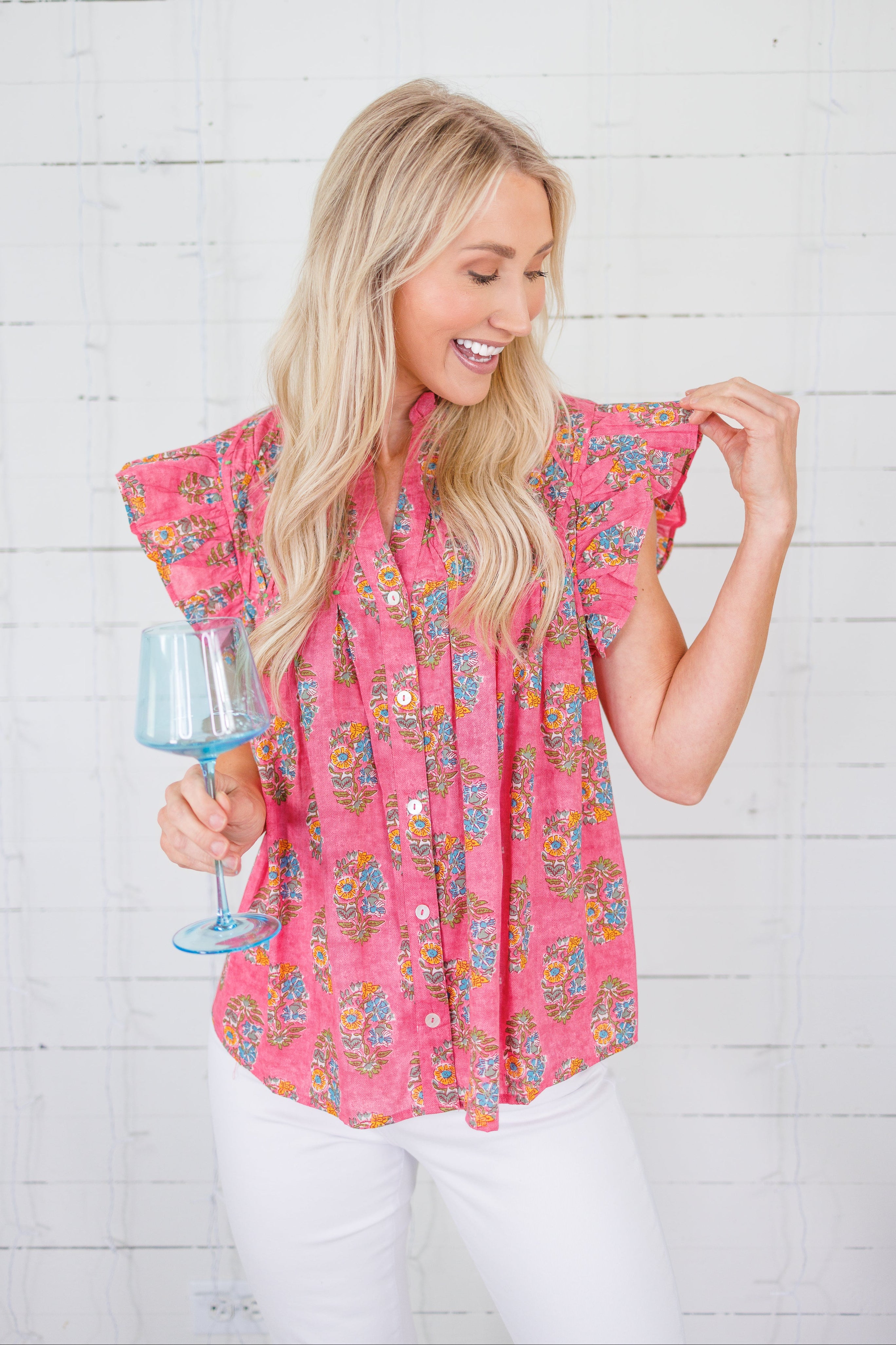 Henson Fuschia Floral Top THML