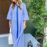 Herman Navy Stripe Maxi Dress