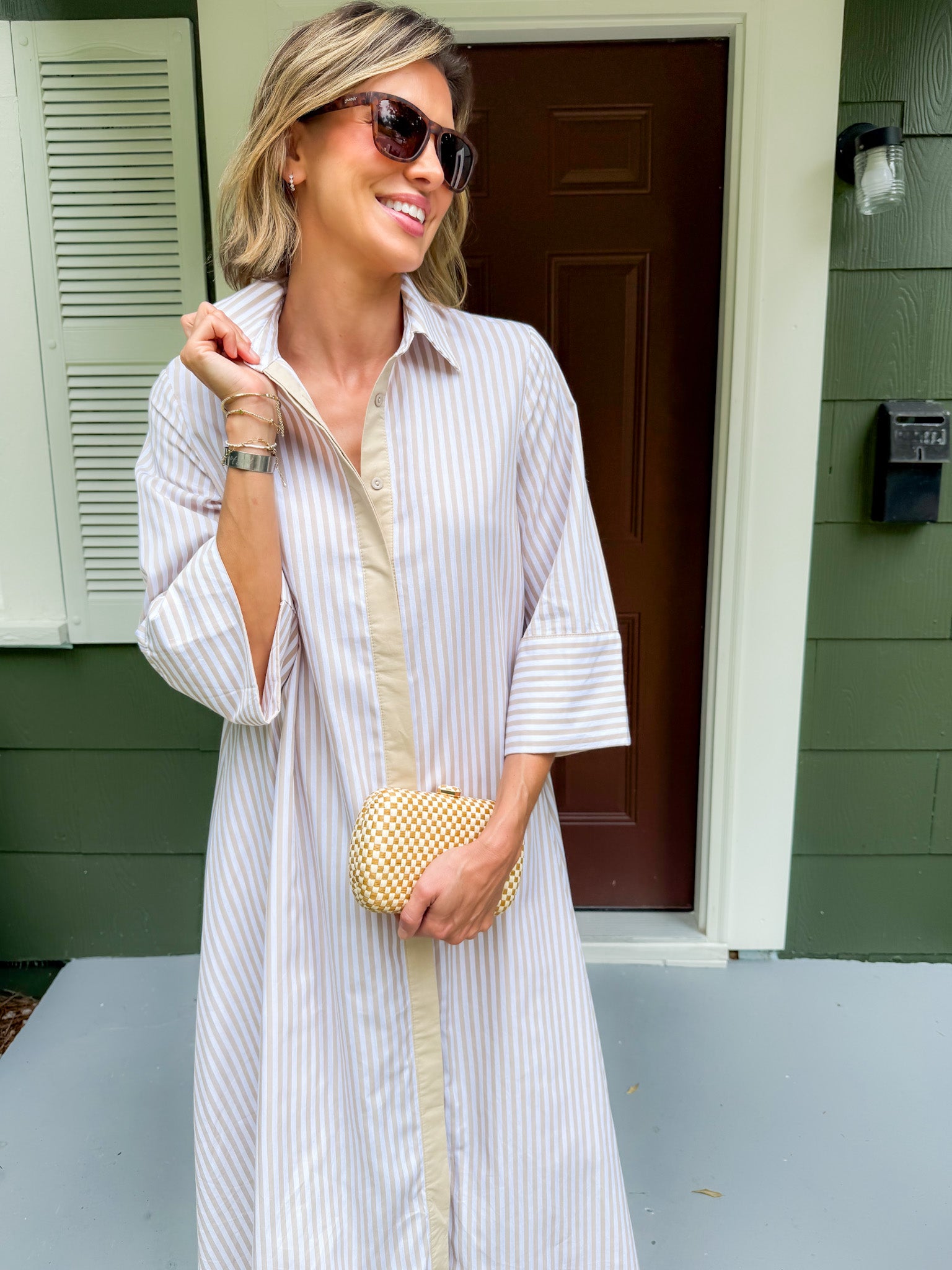 Herman Tan Striped Maxi Dress