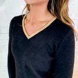 Hester Golden V-Neck Sweater Molly Bracken