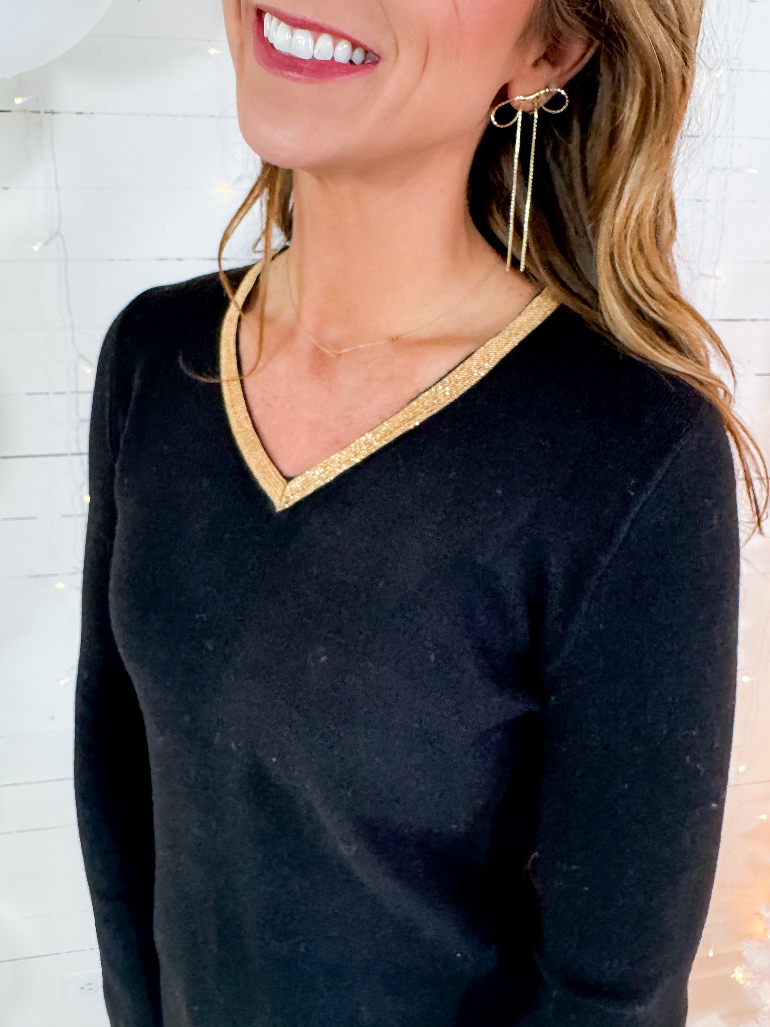 Hester Golden V-Neck Sweater Molly Bracken