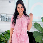 Hobbs Berry Burst Pink Stripe Top Meet Me in Santorini