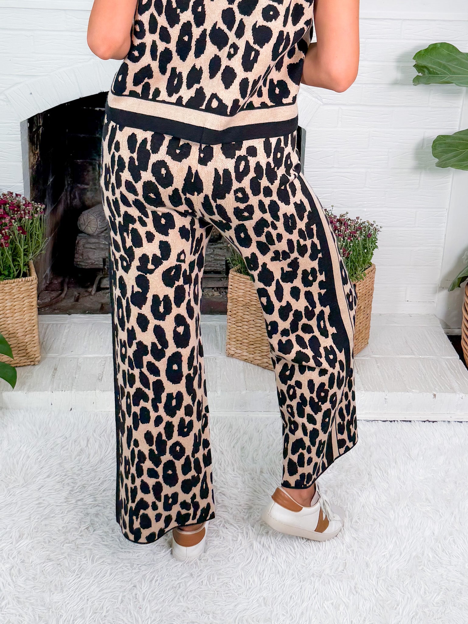 Holley Leopard Sweater Knit Pants Entro
