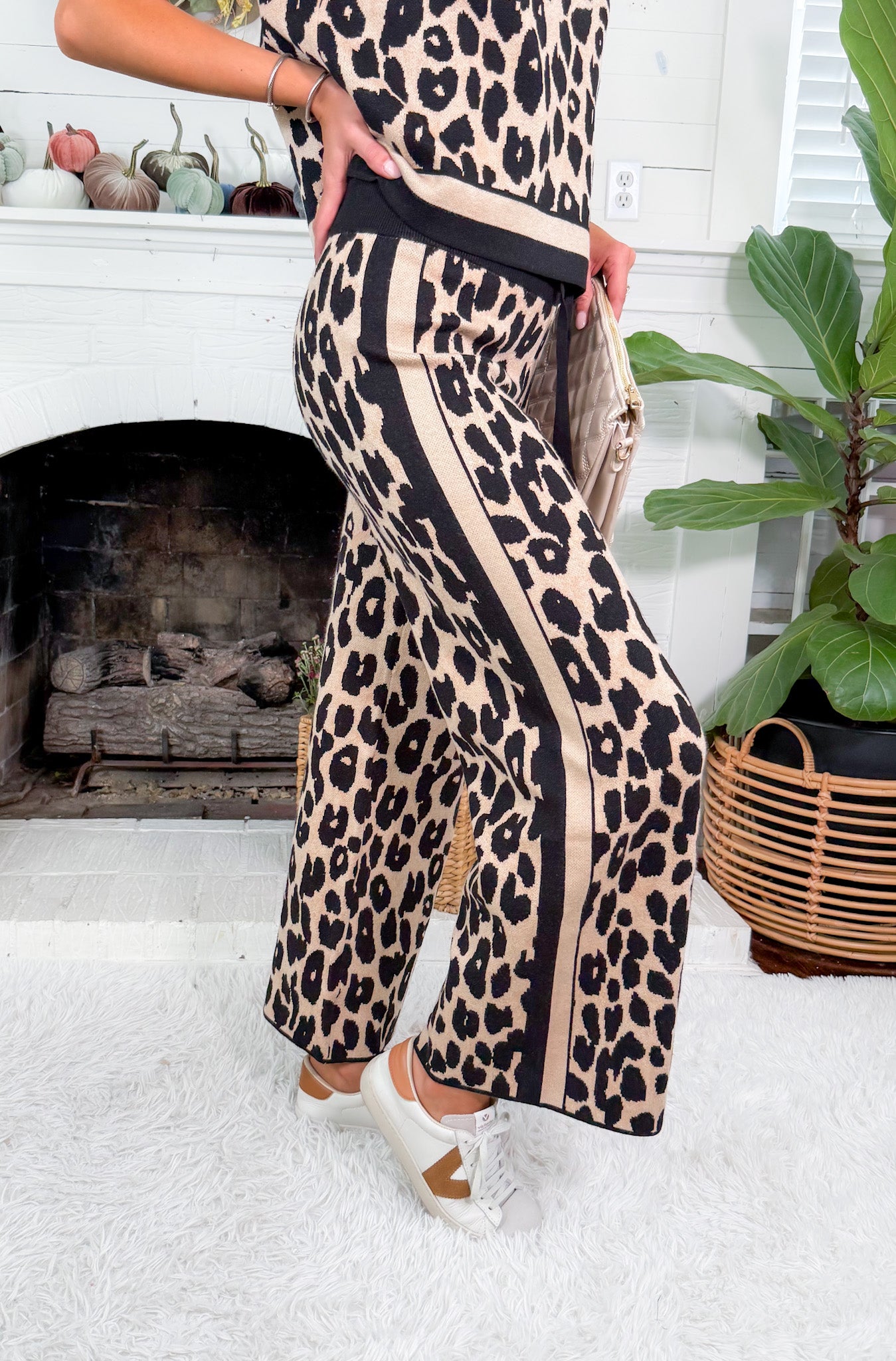 Holley Leopard Sweater Knit Pants Entro
