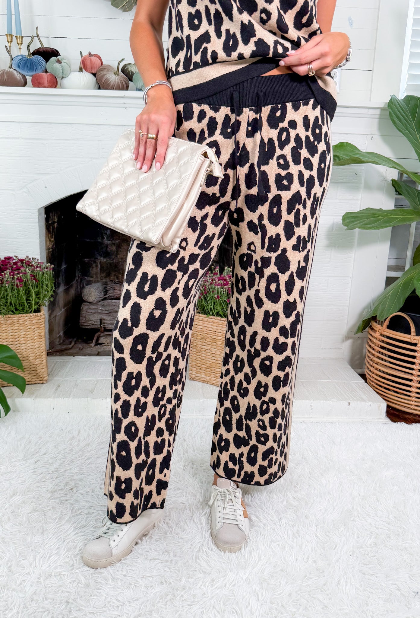 Holley Leopard Sweater Knit Pants Entro