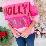 Holly Jolly Sequins Pink Sweater
