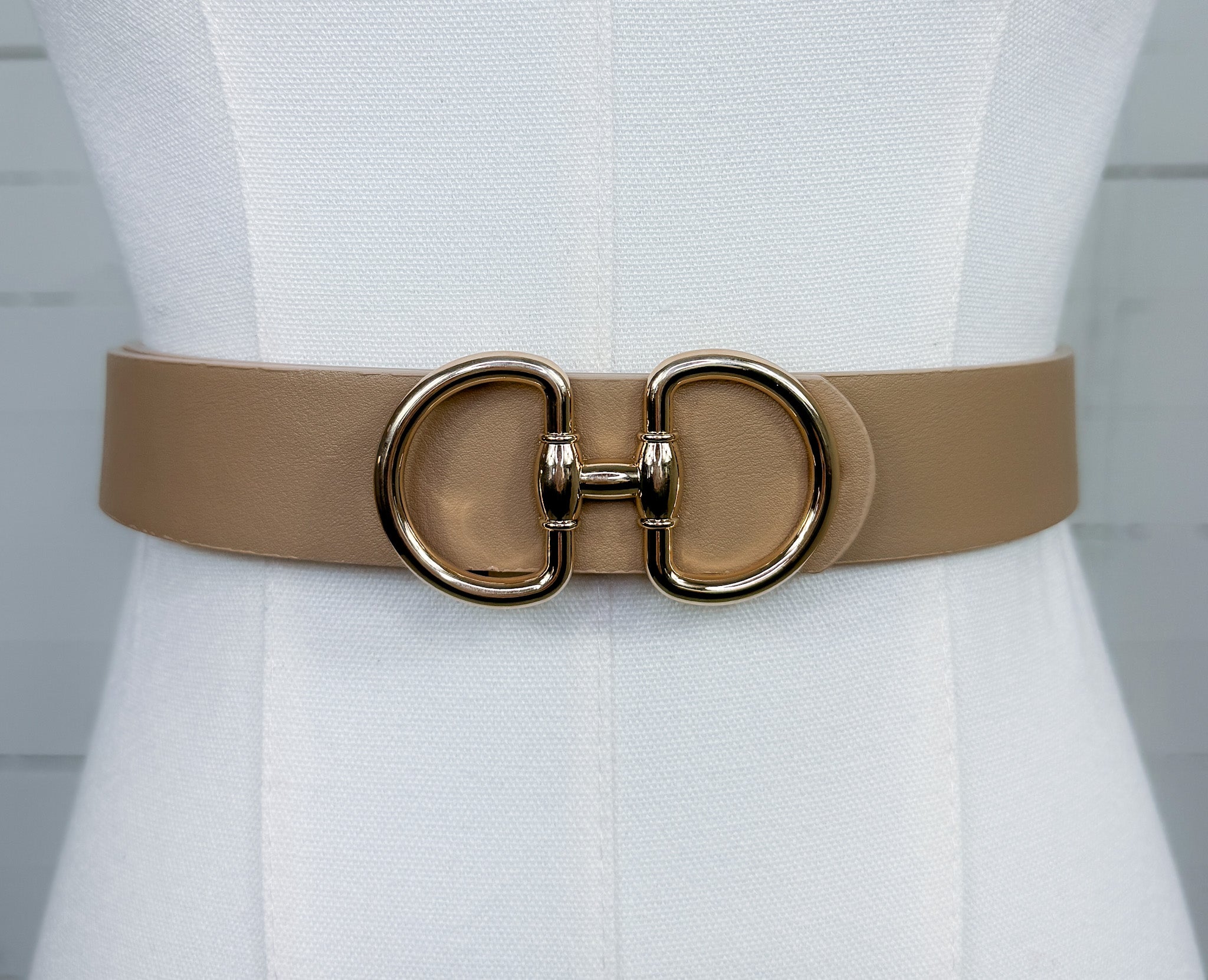 Horse Bit Buckle Belt Taupe