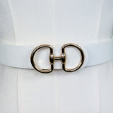Horse Bit Buckle Belt White