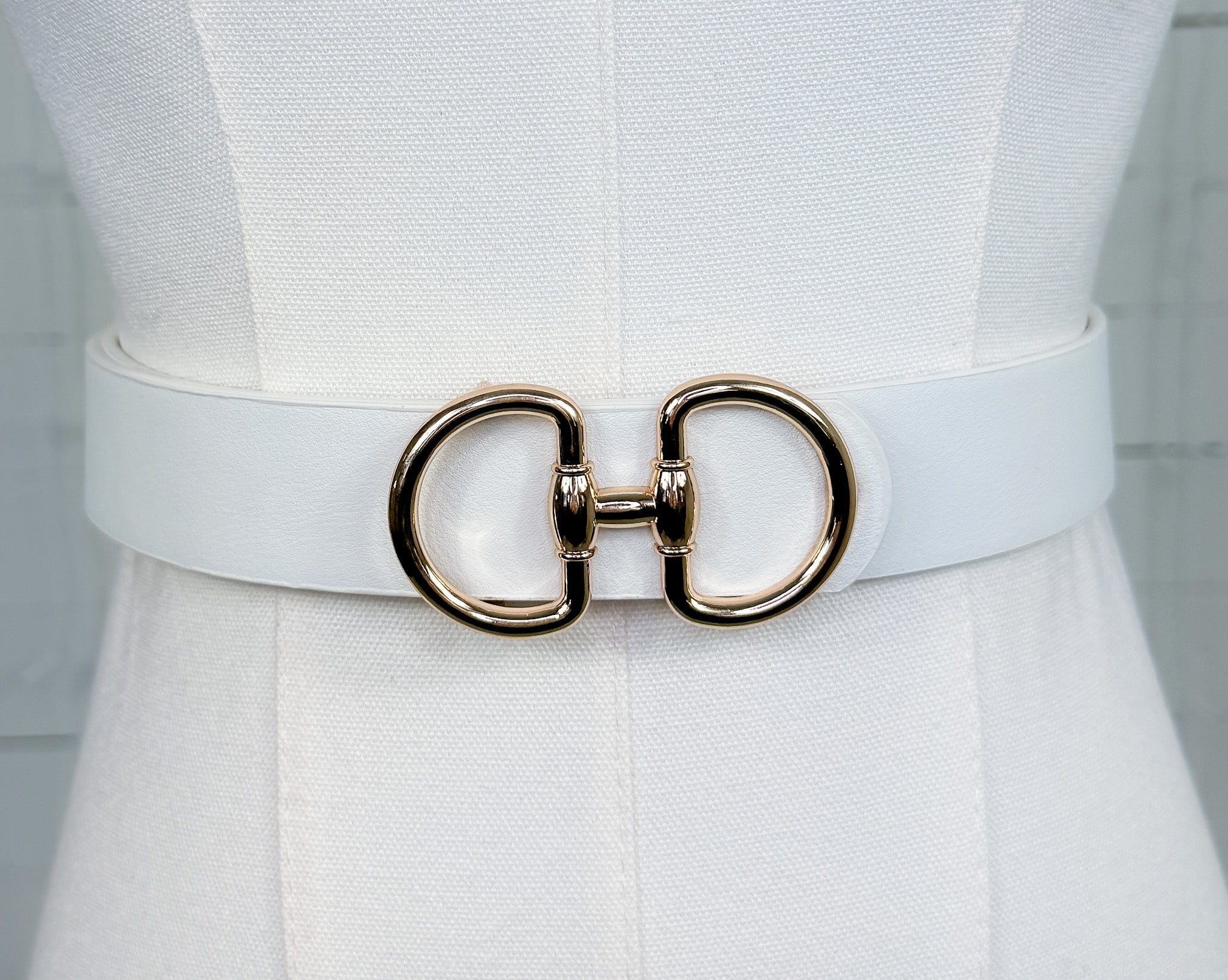 Horse Bit Buckle Belt White