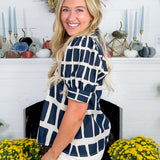 Houston Navy Box Plaid Top Entro